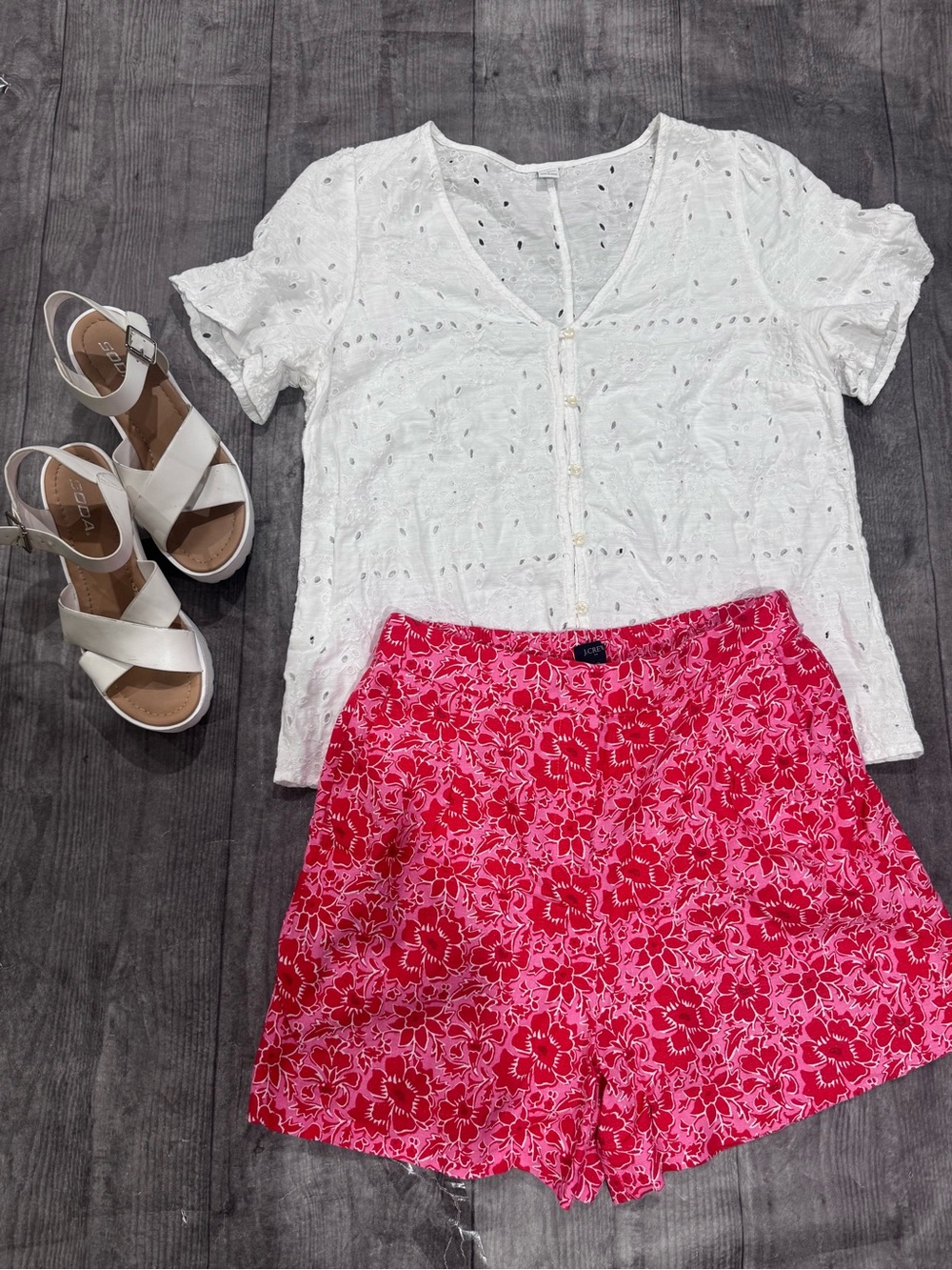 Old Navy White Eyelet Button Top